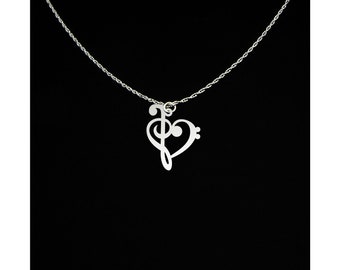 Music Note Necklace - Bass Clef Necklace Treble Clef Necklace - Music Gift - Gift for Musician - Music Necklace