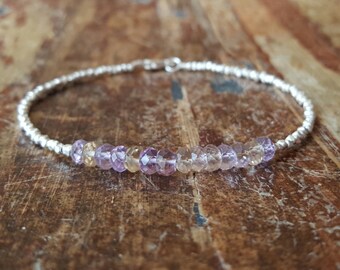 Ametrine Bracelet Ametrine Beaded Bracelets Womens Gift for Her Ametrine Bead Bracelet Ametrine Jewelry Amethyst Citrine Gifts for Women