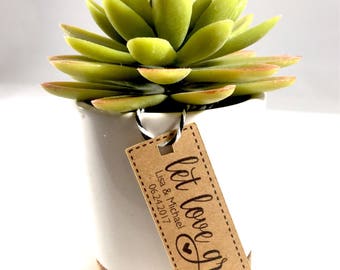 Succulent Let Love Grow Wedding Favor Tags, Thank You Favors, Plant Favors, Rustic Wedding Favors, Flower Seed Favors, Set of 18