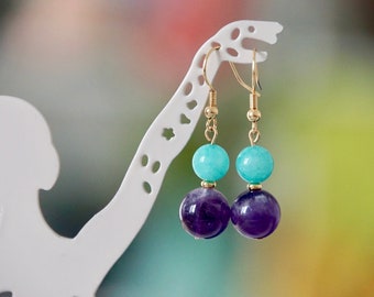 Semi Precious Amethyst Earrings