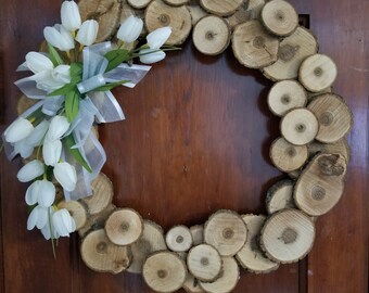 Large wood disk wreath