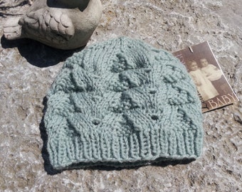 Wool Baby Cloche, Wool Baby Hat, Lacy Hat, Heirloom, Unique Baby Gift, 3-6 Month, Baby Girl, Aqua, Warm Baby Hat, Louisa Vintage, Classic
