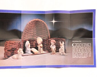 New In Box. Hallmark 1981 Mary Hamilton Nativity Wicker Stable, Rattan Creche