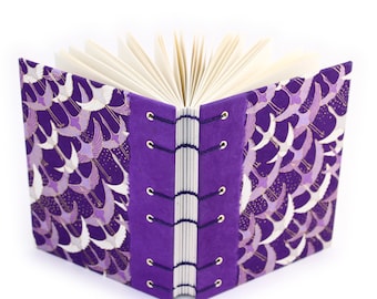 Purple Crane Journal with Japanese Yuzen Paper - handmade by Ruth Bleakley
