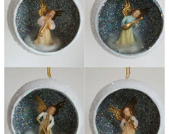 Vintage Angel Diorama Christmas Tree Ornament