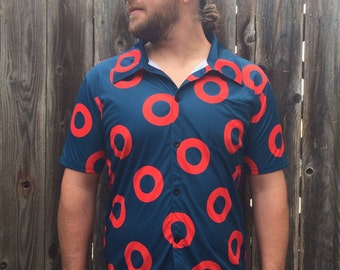 Men's Fishman Donut Shirt Button Up / Button Down Phish Shirt / You Enjoy My Shirt