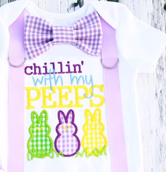 Boy Lavender purple first Easter Onesie Chillin' with my