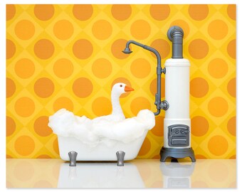 Bright bathroom animal art print: What's Good For The Goose