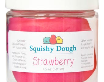 Pink Strawberry Scented Squishy Dough - 4.5 oz each jar - Sensory Toy - Strawberry Putty - Aromatherapy Dough - Play Doh - Toys for Kids