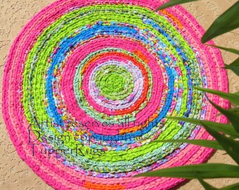 Rag Rug - Easy Order - Lilly Pulitzer rug, Lilly Pulitzer bedding, "braided' rug, crochet rug, kids rug tropical nursery,baby girl crib set