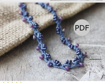 Crochet necklace pattern DIY tutorial Last minute gift idea Gift for daughter, for mom, for sister How to crochet with beads
