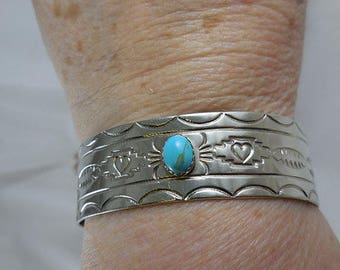 Native American Turquoise Sterling Silver Cuff Bracelet