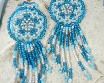 Native American Blue Beaded Earrings