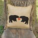 14"x14" Bear Love Burlap Fringe Pillow-Folk/Americana/Country/Rustic/Primitive-Cabin Decor-Hunting Lodge Decor-Mountain Home Decor