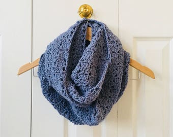 Light Denim Infinity Scarf, Gray Infinity Scarf,