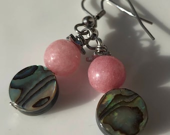 Beaded Gemstone Earrings / Abalone Earrings
