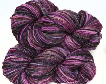 Handspun Yarn handdyed merino wool and silk