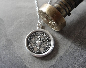 Divine Heart Wax Seal Necklace with sacred heart - antique French wax seal charm jewelry Love - necklace by RQP Studio