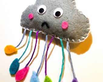 Handmade Felt Rainy Cloud Keyring Gift