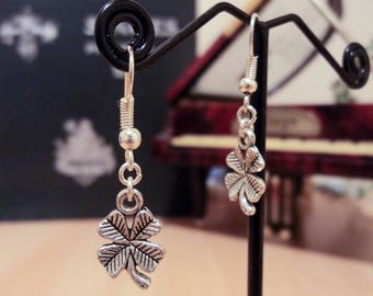 Four 3.5 - Silver - Leaf Clover earrings cm