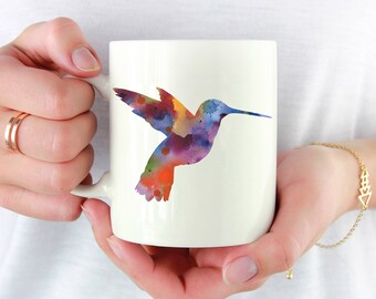 Hummingbird Mug - Hummingbird Lover Gift - Colorful Hummingbird Watercolor Art Mug - Hummingbird Coffee Mug - Unique Hummingbird Gifts