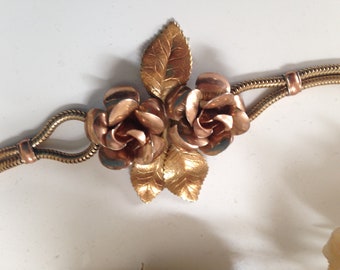 Krementz Rose Gold Bracelet, Art Deco, 1950's