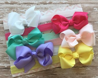 Baby Headband..6 Bow Headbands..Bows..Newborn Headband..Baby Girl Headband.Bow Headband..Baby Headband..Toddler Headband..Infant Headband
