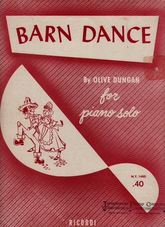 Barn Dance for Piano Solo + Olive Dungan + 1952 + Vintage Sheet Music