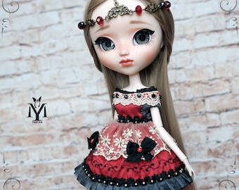 Ooak Pullip dress. Blythe dress. Head-Jewelry. "MozArt"