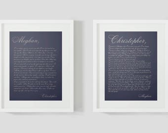 Custom wedding vows print, Paper anniversary gift