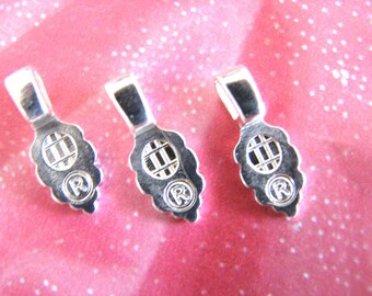 25 Small Aanraku Silver Plated Bails Glue On Jewelry Findings Pendant Making Leaf Genuine Supplies Lead Free 9x6mm