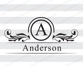 Mailbox Monogram Name Frame SVG png pdf dxf jpg ai cutting file, front door decal, diy vinyl lettering file, Cricut, Silhouette cut file