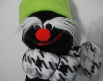 Furry Critter Hand Puppet and 3 hats with arm rods and moveable mouth