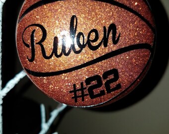 Basketball ornament- Glittered & Personalized