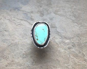 Natural Fox mine robins egg blue turquoise sterling silver statement ring