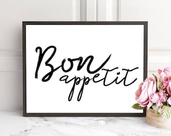 Bon Appetit Printable Wall Art Kitchen Print Instant
