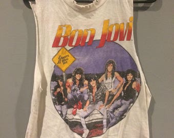Vintage Bon Jovi slippery when wet shirt cut up
