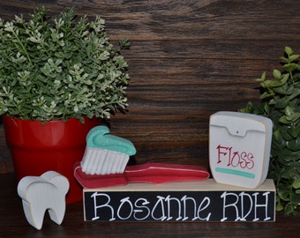 Personalized Dental Hygienist Gift Block Set Personalized Dentist Christmas Gift Block Set, RDH Graduation Gift, Dental Assistant, CDA