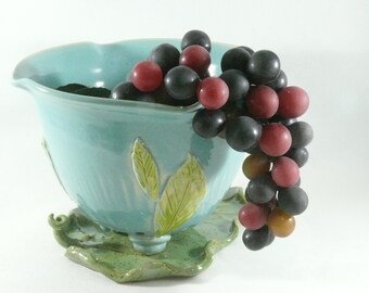 Berry Bowl Colander on Tray Ceramic Colander Fruit Bowl Fruit Strainer ceramic strainer ceramics and pottery berry strainer anniversary gift