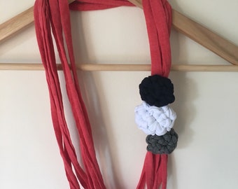 Tshirt Yarn Crochet Bobble Necklace
