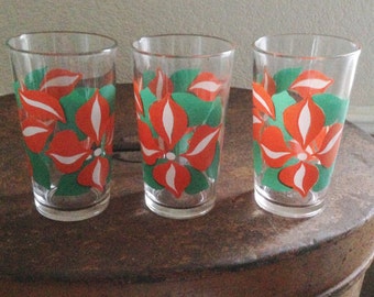 set of three vintage retro mid century drinking glasses tumblers bar ware PERFECT condition