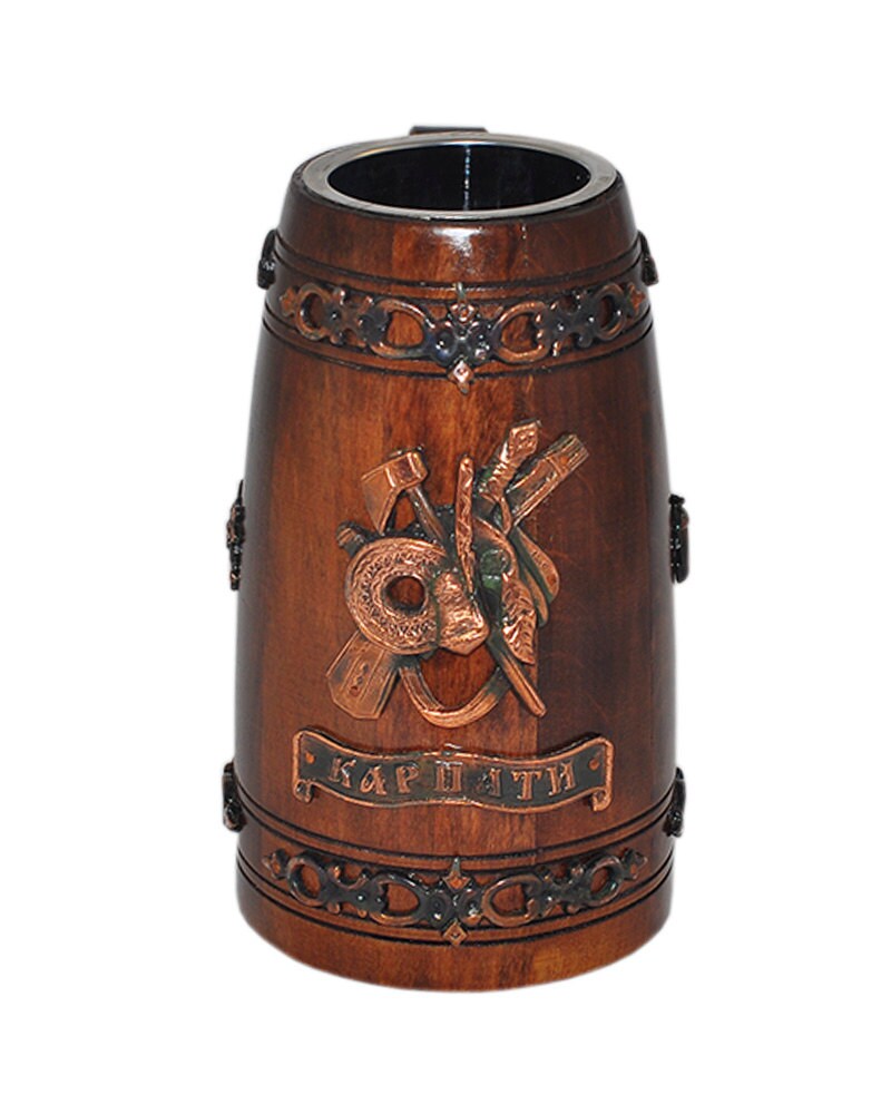 Chope à Bière En Bois Naturel 300-400ml - Tasse Anse Bambou Pour Café, Bière, Jus - Style Rétro