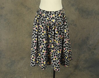 vintage 50s Skirt - 1950s Novelty Print Pink and Yellow Bubbles Full Skirt Sz M L
