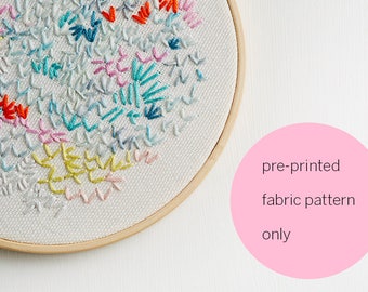 printed fabric embroidery pattern ~ 'Rose' ~ WHITE background