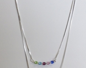 Mother's and or Family Necklace with Birthstone Swarovski Crystals