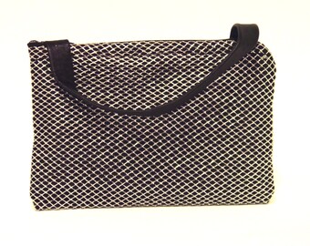 Black Silk Purse/ metallic silver bag/ silver purse/ One Of A Kind/ Silver wristlet/ Silver wedding bag/ silver evening purse/ gift for her