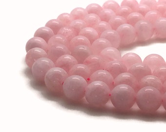 Natural Rose Quartz Beads Grade A 4∼14mm Strand 15.5"-38cm Natural Quartz Gemstone Quartz Rose Pink Gemstone Round Quartz Mala Beads