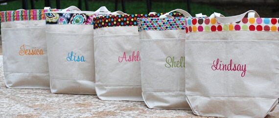 Items similar to Personalized extra large canvas tote bag beach bag overnight bag bridesmaids ...