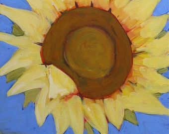 Original Sunflower Painting . "Sunflower Blue" 20x16 in.