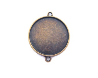 Double sided 25mm round pendant tray connector, 2 sided, pick your amount, B87